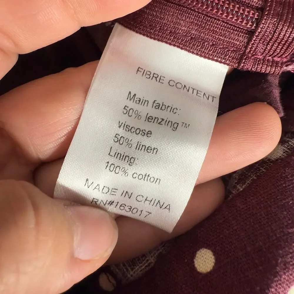 Princess Polly Tovie Frill Linen Blend Skort Plum Polka, US 12